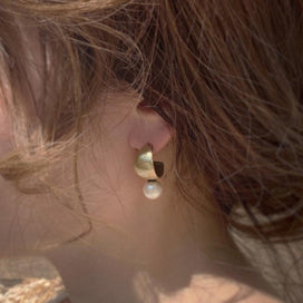 Pearl Detail Wide Curl Earrings
