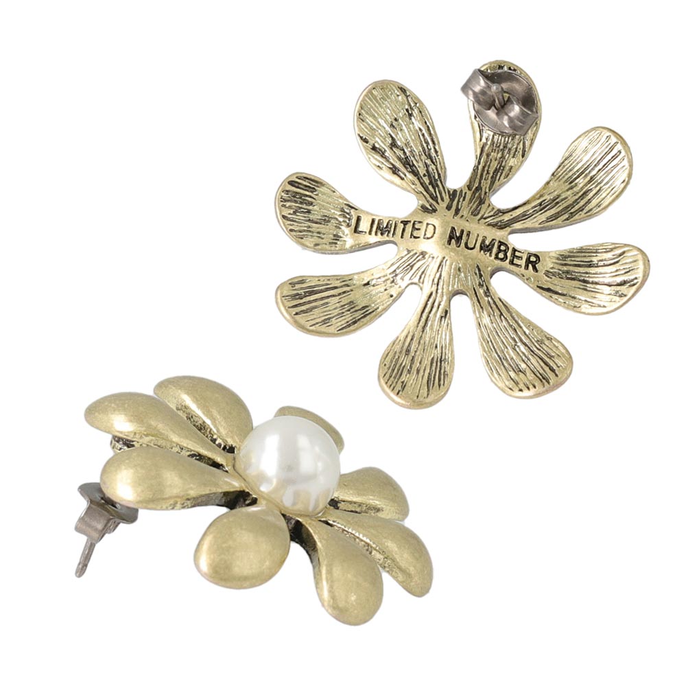 Pearl Flower Titanium Earrings
