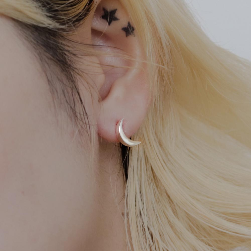 Crescent Moon Stud Earrings