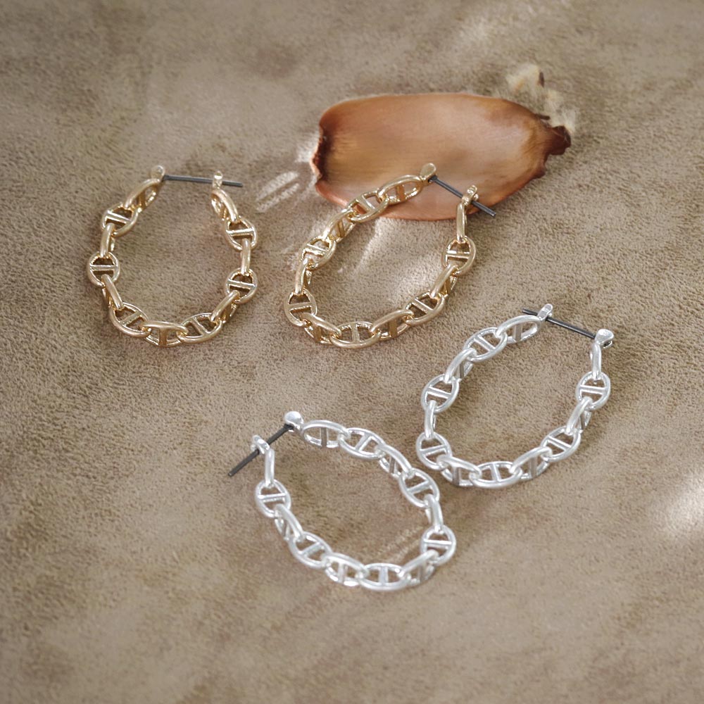 Mariner Chain Hoop Earrings - osewaya