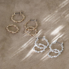 Twist Link Hoop Earrings - osewaya