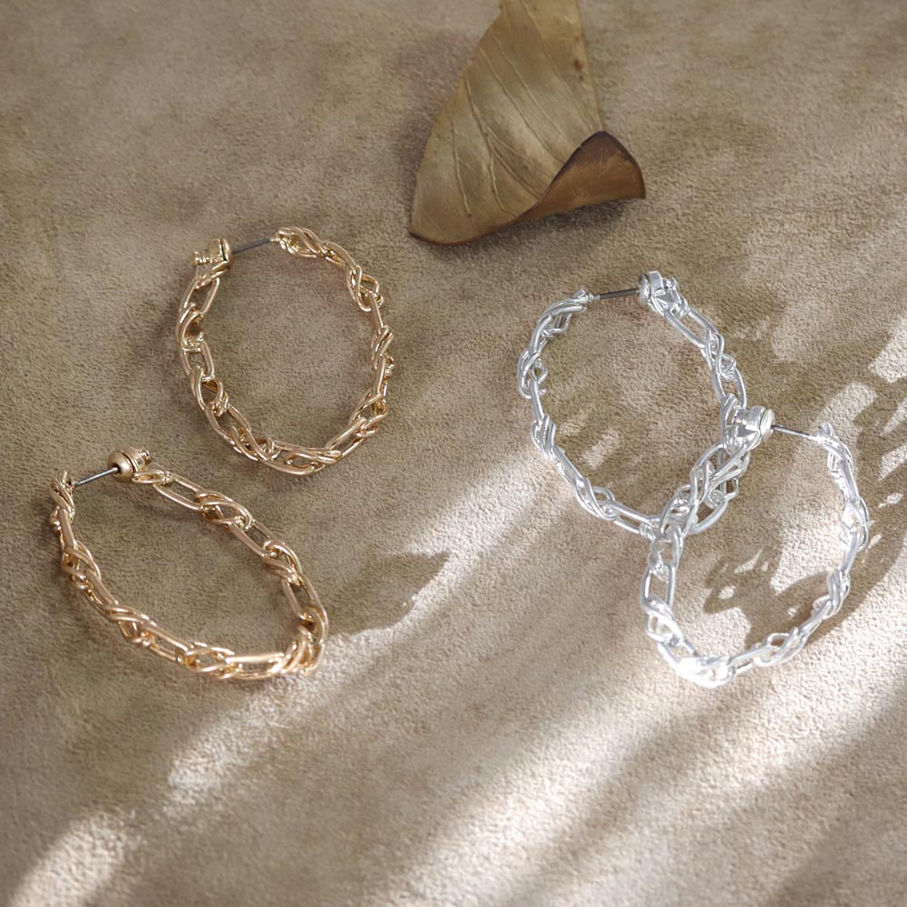 Irregular Chain Large Hoop Earrings - osewaya