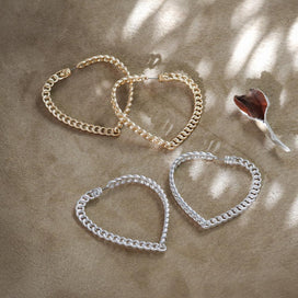 Heart Shaped Chain Statement Earrings