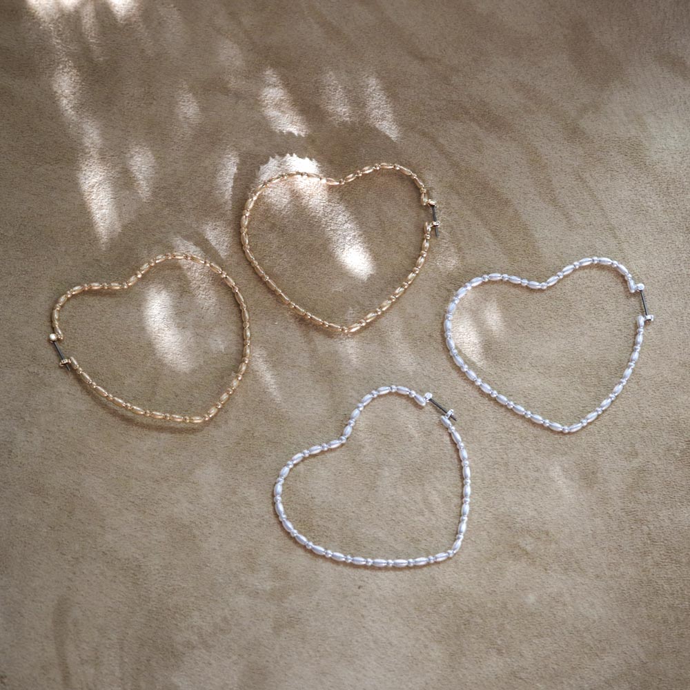Chain Detail Big Heart Earrings - osewaya