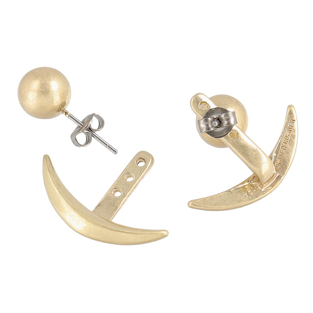 Crescent Moon Front Back Earrings