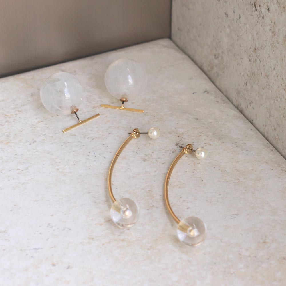 Clear Ball Statement Earrings - osewaya