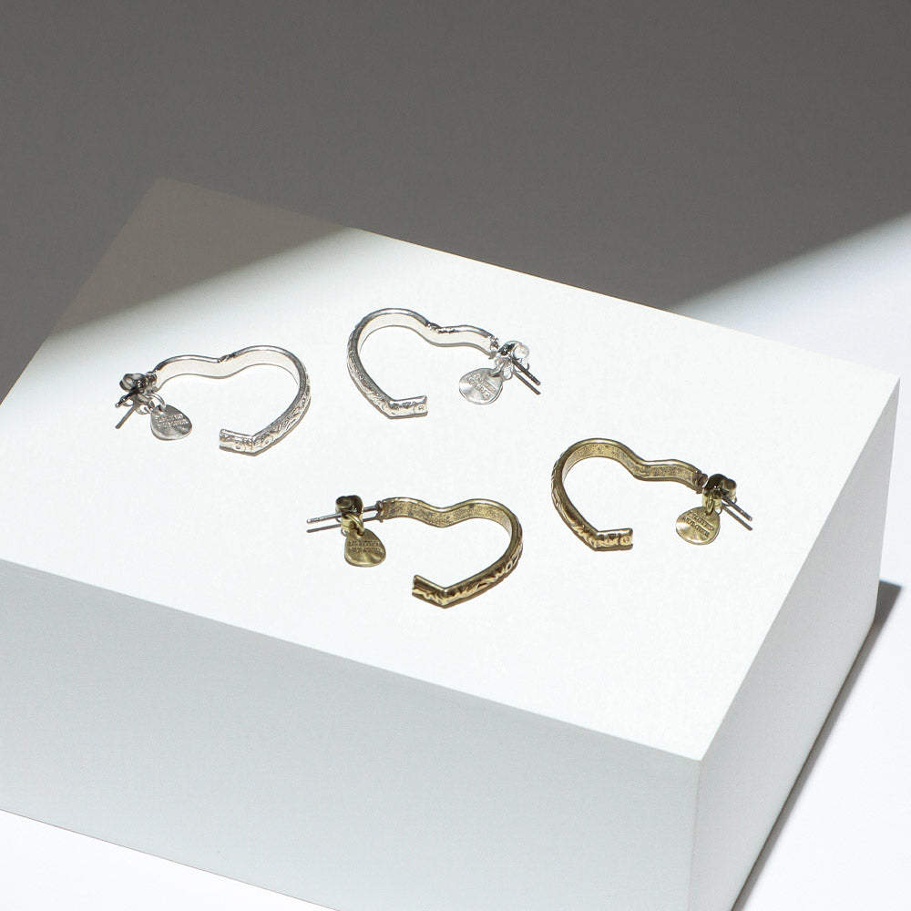 Textured Heart Hoop Earrings