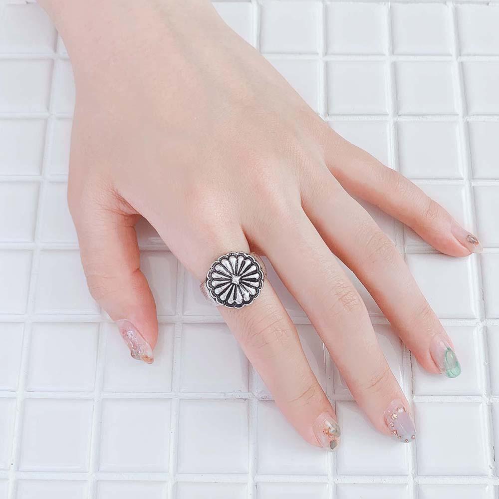 Native Style Flower Concho Ring
