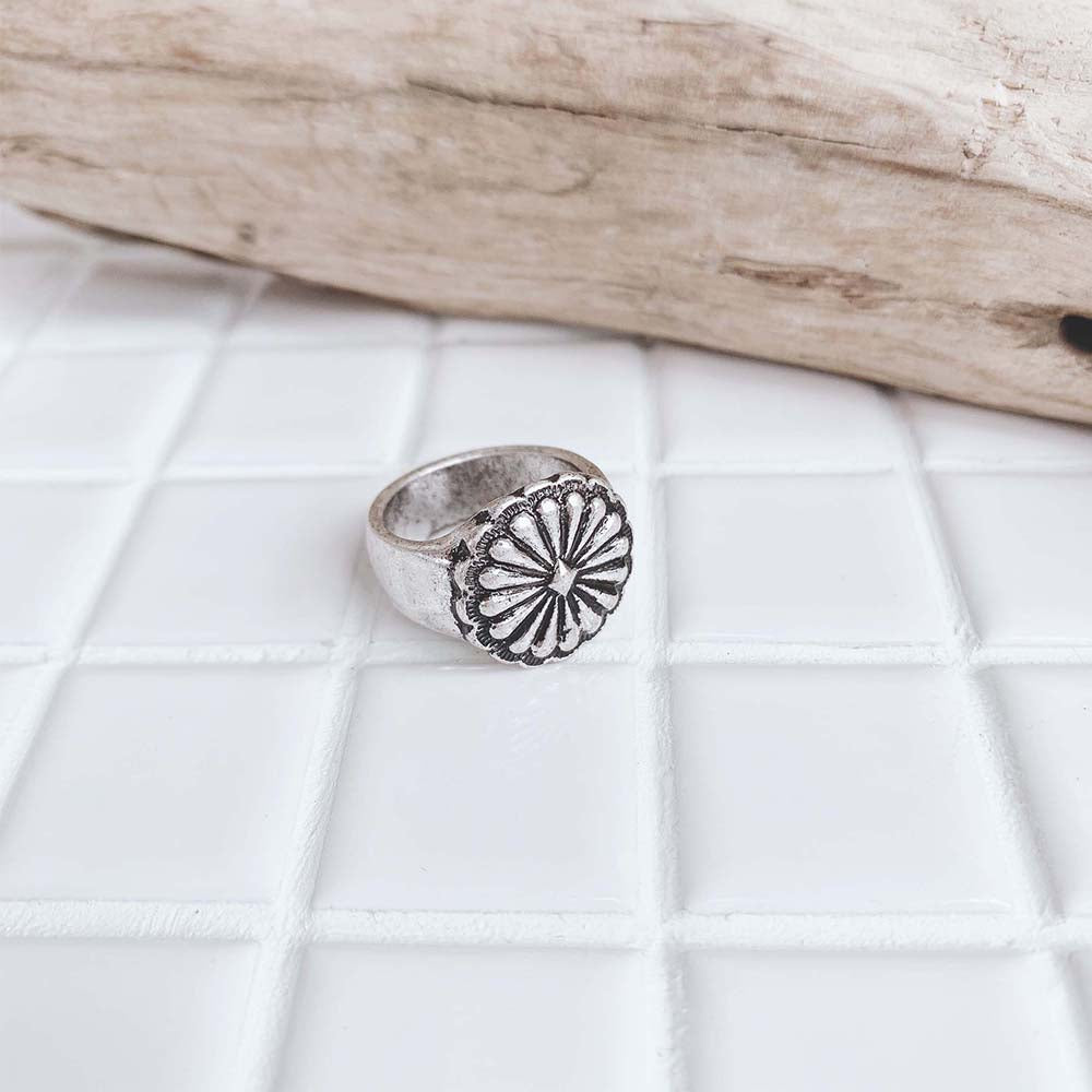 Native Style Flower Concho Ring