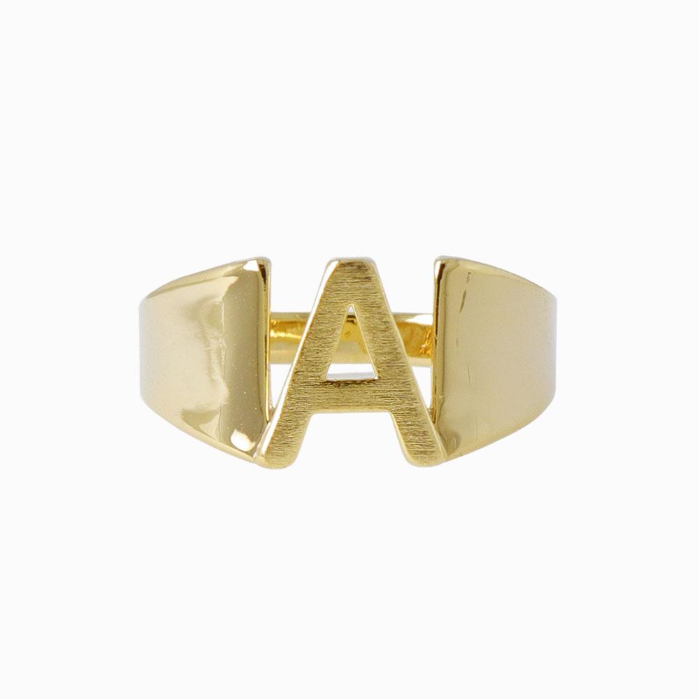 Gold Tone Letter Ring - osewaya
