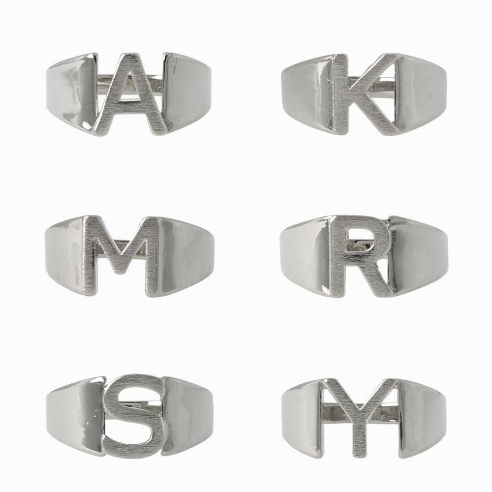 Silver Tone Letter Ring