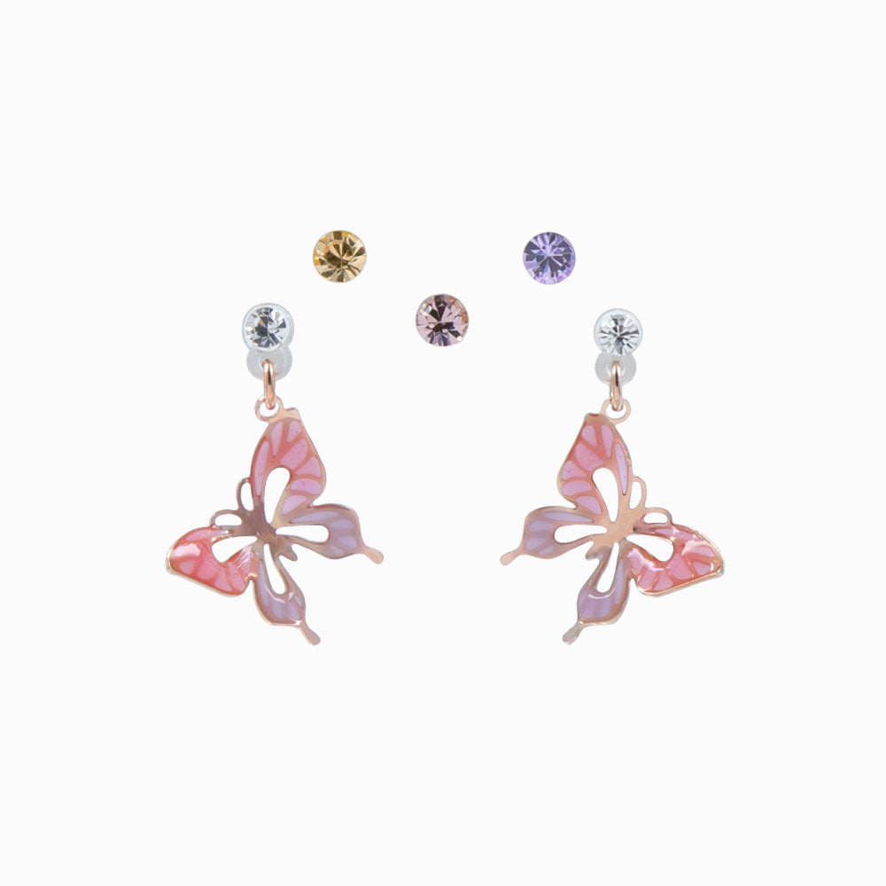 Transparent Butterfly Plastic Post Earring Set